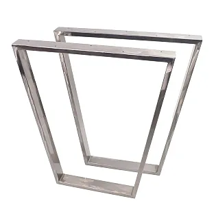 Polished steel trapezoid table legs set of 2 pcs. 72 cm height x 50 cm width, modern heavy-duty base for dining, office, and coffee tables