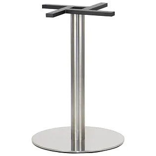 Base de mesa central de acero inoxidable cepillado, diámetro del pie de base 50 cm, altura 72 cm