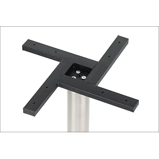 Base de mesa central de acero inoxidable cepillado, diámetro del pie de base 50 cm, altura 72 cm