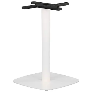 Centralt bordstel, højde 71,5 cm, bundplade mål 49,5 x 49,5 cm, hvid farve, vægt 16,5 kg
