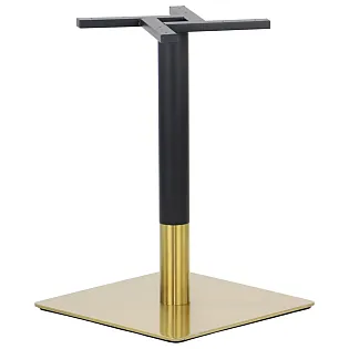 Base central de taula, feta dacer inoxidable, color ornegra, dimensions de la placa inferior 50x50 cm, alçada 72 cm