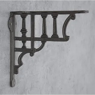 Suporte de prateleira em ferro fundido, consola, altura 19,5 cm, comprimento 20 cm, design em estilo coríntio, conjunto de 2 peças