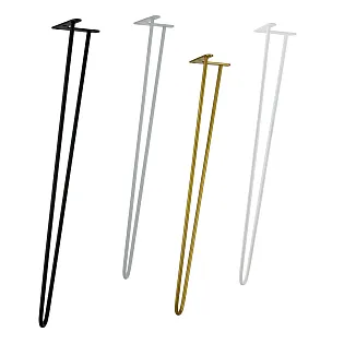 Dekoratif çelik masa ayakları, saç tokası tipi, 2 çubuktan yapılmış, çap 10 mm, yükseklik 80 cm, 4 ayaklı set