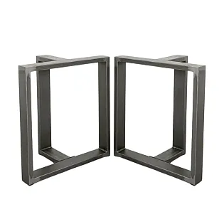 3D industriell Dëschbeen aus Stol, rechteckege Profil, Héicht 45 cm, Breet 40 cm, Déift 17 cm, schwaarz mat Stol-Look, Set vu 2