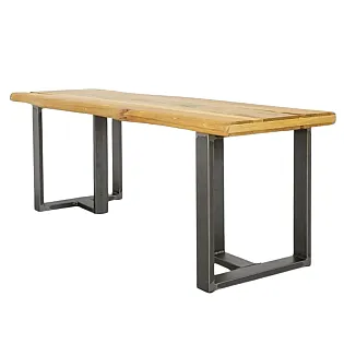 Gambe da tavolo industriali in acciaio 3D, profilo rettangolare, altezza 45 cm, larghezza 40 cm, profondità 17 cm, nere effetto acciaio, set di 2
