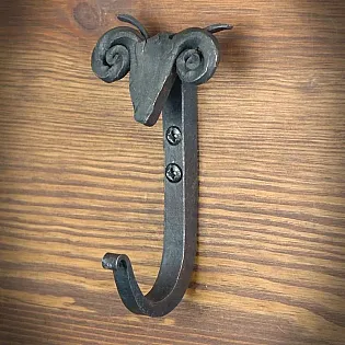 Perchero, metal forjado, parece cabeza de oveja, altura 10 cm, juego de 5 piezas