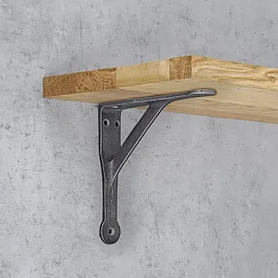 Gietijzeren plankdrager, beugel, hoogte 13 cm, rechte hoeken, lengte 13 cm, set van 2 stuks