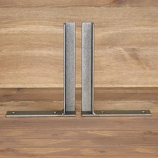 Suporte de prateleira em aço, braçadeira, cor cinza aço, altura 15 cm, ângulos retos, comprimento 20 cm, conjunto de 2 peças