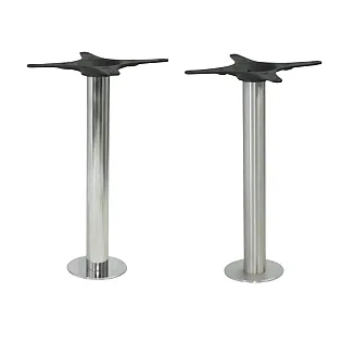 Piètement de table en acier inoxydable à fixation au sol, finition polie ou satinée, hauteur de 72 cm ou 106 cm, convient aux plateaux jusquà 80 cm