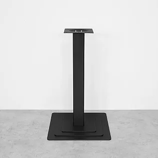 Metalliskt centralt bordsunderrede, stegvis sockelbas, höjd 73 cm kraftigt stålunderrede, svart pulverlackerat, modern industriell loftdesign