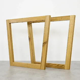 Natural oil oak table legs, trapezoidal shape, height 71 cm, max width 78.5 cm, set of 2 pcs