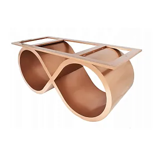 Curved copper harmony A designer steel table base for inspired living, for tables 200-300 cm.