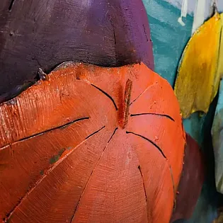 3D kovové nástenné umelecké dielo Farebné plážové slnečníky, ľudia, pobrežná morská krajina, nástenná dekorácia 150x50 cm