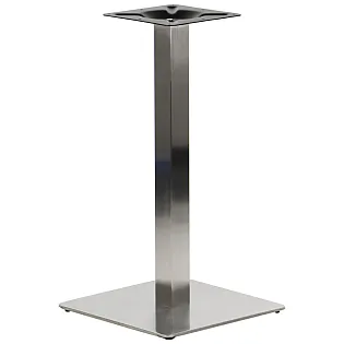 Base centrale per tavolo in acciaio inox, spazzolata, altezza 72,5 cm, dimensione piastra inferiore 45x45 cm, per piani fino a 70x70 cm