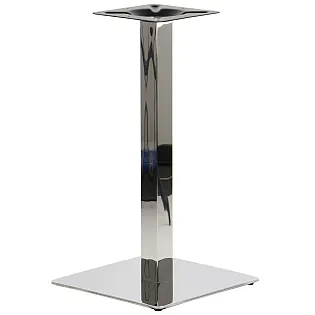 Peu central de taula dacer inoxidable polit, alçada 72,5 cm, mida de la placa inferior 45x45 cm, per a sobretaules de fins a 75x75 cm