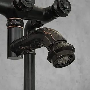 Rubinetto da pavimento autoportante per vasca da bagno in ottone, colore - nero, satinato, altezza 104 cm