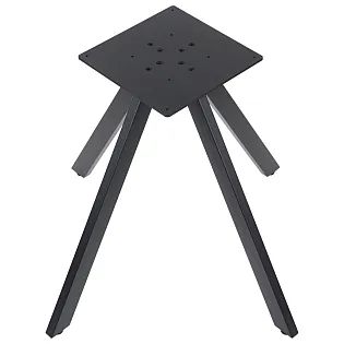 Bază de masă tip piedestal din metal negru, cu placă de montare de 35x35cm și patru picioare înclinate, concepută pentru blaturi mari de masă, înălțime 72.5 cm, culori negru sau gri