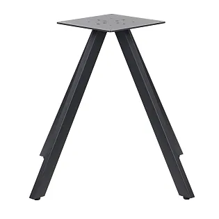 Bază de masă tip piedestal din metal negru, cu placă de montare de 35x35cm și patru picioare înclinate, concepută pentru blaturi mari de masă, înălțime 72.5 cm, culori negru sau gri