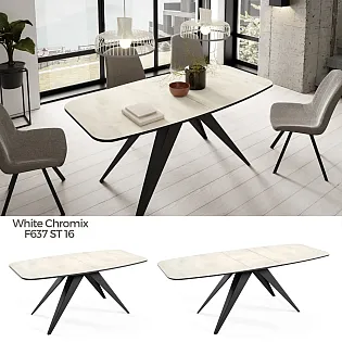Mesa de jantar retangular extensível com cantos arredondados, comprimento de 160 a 198 cm, largura de 80 cm, altura de 76 cm, pernas modernas em metal preto, tampo laminado durável em 7 opções de cor
