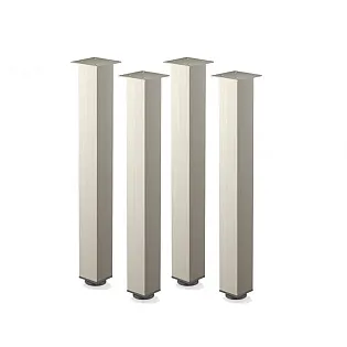 Picioare de masă din aluminiu anodizat cu secțiune pătrată și efect inox, înălțime 71 cm, 82 cm, 110 cm, set de 4 bucăți