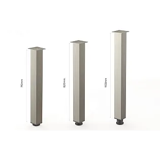 Anodizirane aluminijske noge stola s kvadratnim presjekom i efektom inoksa, visina 71 cm, 82 cm, 110 cm, set od 4 komada