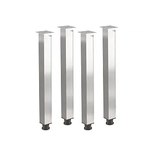 Elektropoleeritud alumiiniumist ruudukujulise ristlõikega ja kroomitud efektiga mööblijalad, kõrgus 71 cm, 82 cm, 110 cm, komplektis 4 tk.
