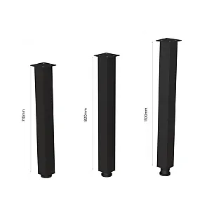 Klassikalises stiilis alumiiniumist lauajalad 60x60 mm, must värv, kõrgus 71 cm, 82 cm või 110 cm, komplektis 4 tk.