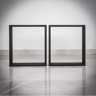 Rectangular massive metal table legs Quadro, made of steel, low height 45 cm, width 40 cm, 2 pcs set