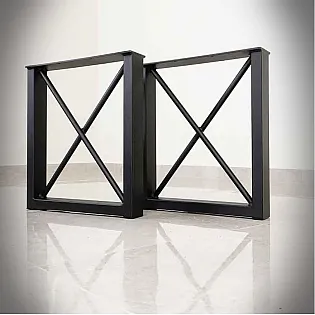 Gamba da tavolo quadrata con design a traversa a forma di X, altezza 45 cm, larghezza 40 cm, 2 pezzi in set