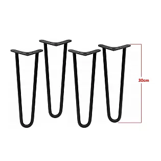 Ukosnice za stolić od dvije čelične šipke Ø10 mm, visine 30 cm - set od 4 noge, boje crna, bijela, siva, zlatna