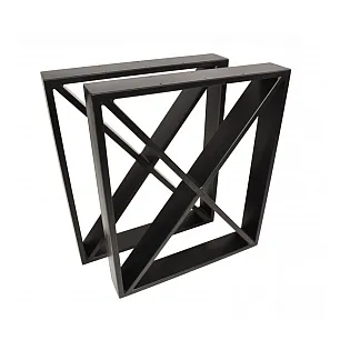 Pata de mesa metálica resistente en forma de X con marco alrededor, hecha de acero, altura 72 cm, ancho 60 cm, colores negro o blanco, juego de 2 piezas