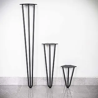 Metallbordsben av hårnålstyp, 3 stänger med metallfotplatta 20, 40, 73 cm - set med 4 ben