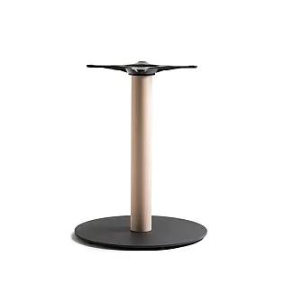 Kombination af metal og træ til centralt bordstel for store bordplader op til diameter 110 cm