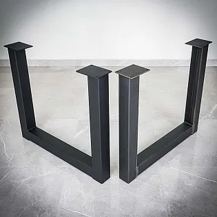 Massive, heavy load metal U-type table legs, height 71 cm, width 82 cm, made of steel, 2 legs in the set