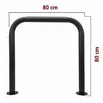 Udendørs cykelparkeringsstativ i stål, sort farve, mål 80x80 cm