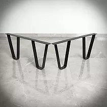Durable low height steel table legs made of flat iron, height 38 cm, width 80 cm, 2 pcs.