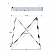Metalben X-form, mål 75x72cm, sort farve, 2 stk i sæt