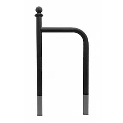 Udendørs cykelparkeringsstativ i metal, sort farve, retrostil, betonforankret, størrelse 100x60 cm