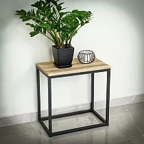 Metāla kafijas galdiņš ar dizainisku koka virsmu un tērauda rāmi 50x30x50cm
