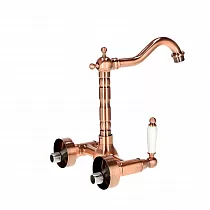 Torneira de parede de design em latão e cerâmica, efeito ouro rosa antigo