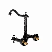 Banyo pirinç lavabo bataryası, retro estetik, siyah renk, yükseklik 25,5 cm, ağız uzunluğu 18 cm