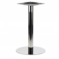 Base de mesa em aço inoxidável polido, diâmetro da base 44,5 cm, altura 72,5 cm