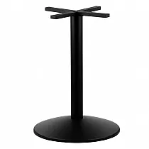 Kovová centrální stolová podnož, výška 72 cm, s velkou základovou spodní deskou o průměru 53,5 cm, barva černá