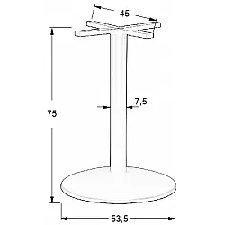Metalinis stalo pagrindas, kurio skersmuo 53,5 cm, aukštis 75 cm