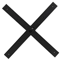 Base de mesa central em metal, altura 72 cm, com grande placa de fundo de base com diâmetro 53,5 cm, cor preta