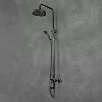 Retro tarzı duş sistemi, pirinç, yükseklik 140 cm, siyah renk