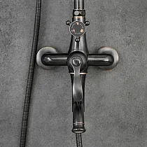 Brusesystem i retrostil, messing, højde 140 cm, sort farve