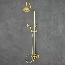 Giel, Retro-Stil Reenduschsystem, aus Messing, Héicht 141 cm, Reendusch Duerchmiesser 21 cm