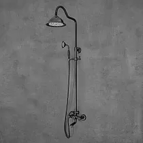 Duschsystem im Retro-Stil aus Messing, Höhe 137 cm, Farbe schwarz