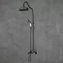 Brusesystem i retrostil, messing, sort farve med hvide elementer, keramisk finish, højde 135 cm